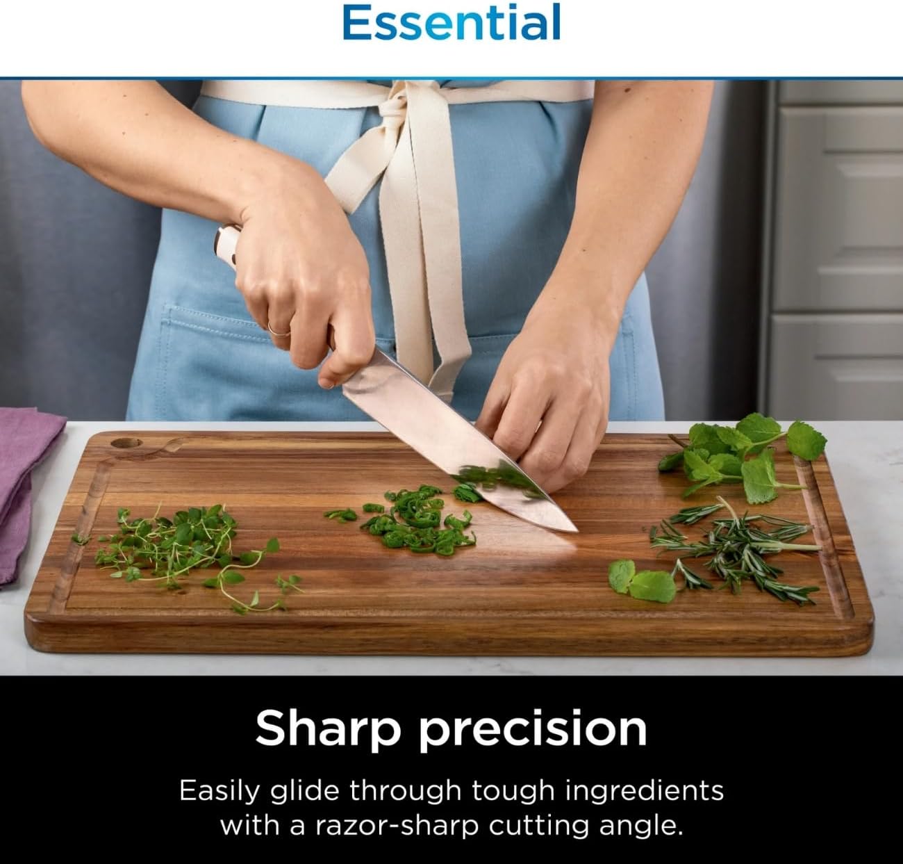 Ninja Foodi NeverDull Knife Set K12010, High Carbon Stainless Steel, Built-In Sharpener, Ergonomic Handle, Durable 10pc Kitchen Knife Block Set (White) - Image 5
