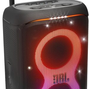 JBL PartyBox 520 Portable Bluetooth Party Speaker with AI Sound Boost, 400W Powerful Sound, Dynamic Light Show, 15H Playtime, Mic & Guitar Inputs, IPX4 Splashproof, Telescopic Handle & Wheels – Black