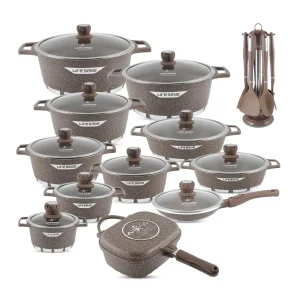 Cookware Set 29 Pieces Non Stick Multi Layer Granite Coating